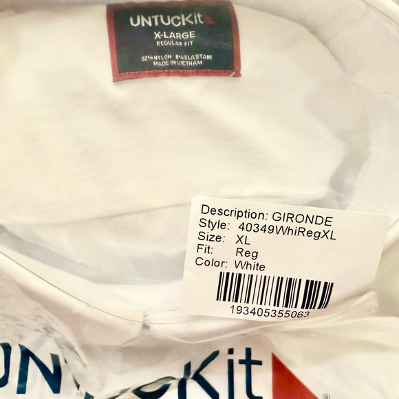 UNTUCKit Men's Crisp White Button Down Shirt XL (44-45) White NWT Unwrapped - Picture 3 of 4